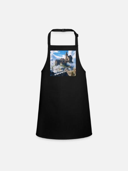 Mittelalterliche Burg - Schürze für Kinder - Schwarz - Vorne