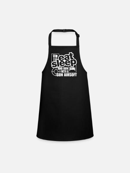 Airsoft Eat Sleep Run With Gun Airsoft - Children's Apron - black - Front