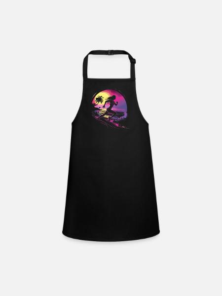 Läuferin Synthwave - Schürze für Kinder - Schwarz - Vorne