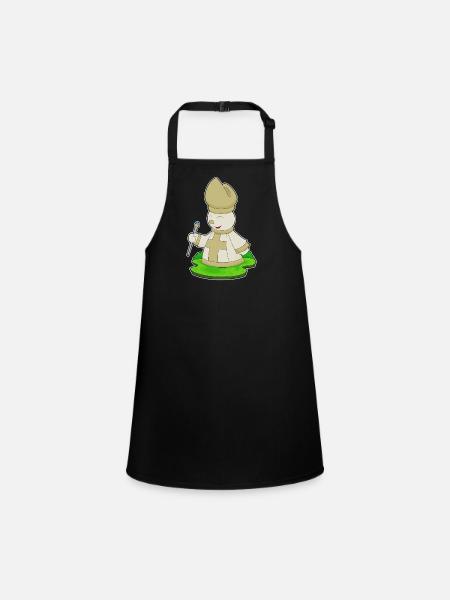 Chess Piece Bishop Chess - Children's Apron - black - Front
