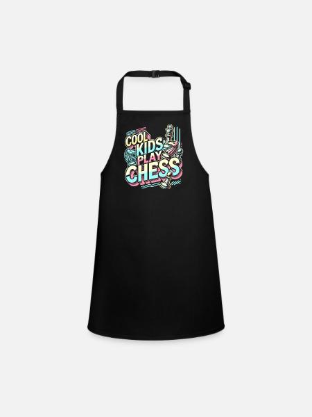 Coole Kinder spielen Schach - Schürze für Kinder - Schwarz - Vorne