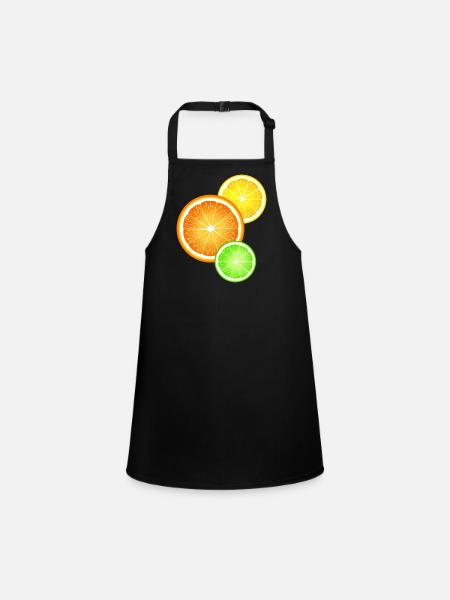 Zitrusfrüchte Orange Zitrone Limette - Schürze für Kinder - Schwarz - Vorne
