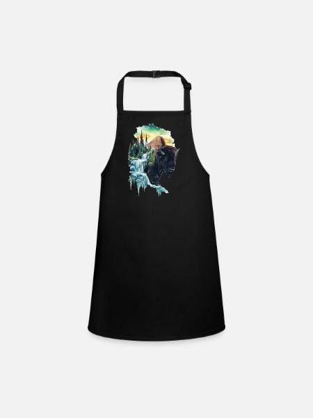 Bison - Schürze für Kinder - Schwarz - Vorne