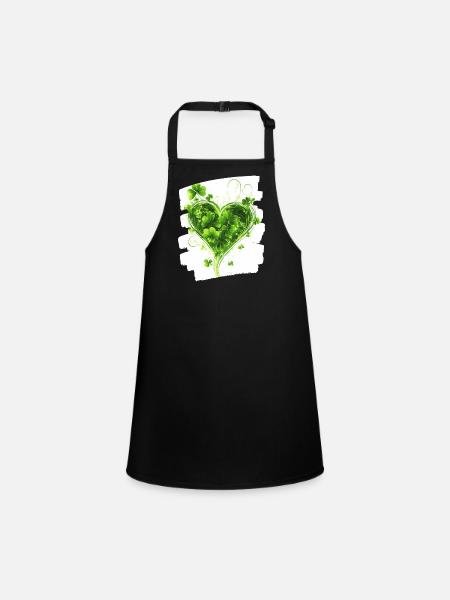 Saint-Patrick Shamrock Heart - Tablier Enfant - noir - Devant