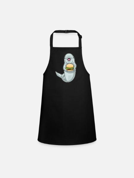 Delfin Cheeseburger - Schürze für Kinder - Schwarz - Vorne