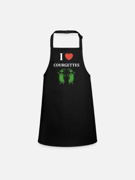 Zucchini-Humor - Schürze für Kinder - Schwarz - Vorne
