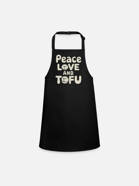 Peace Love et Tofu Végétalien Végétarien - Tablier Enfant - noir - Devant