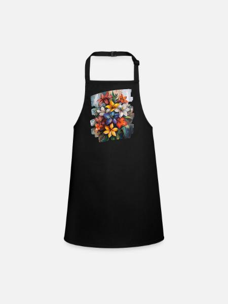 Frühling Frühlingsanfang Blume Blumen - Schürze für Kinder - Schwarz - Vorne