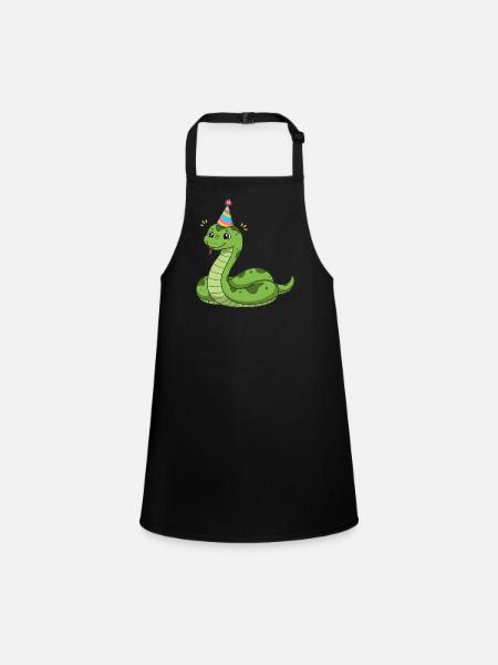Animal Cartoon Party Snake - Children's Apron - black - Front