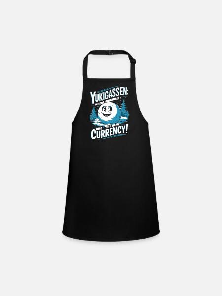 Yukigassen: Where snowballs are the new currency! - Children's Apron - black - Front