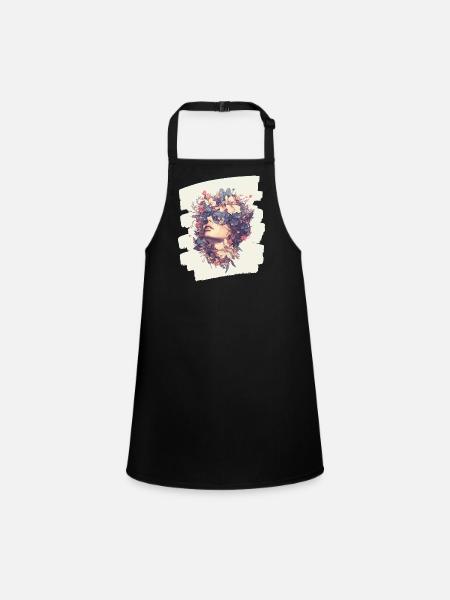 Spring Spring Beginning Flowers - Children's Apron - black - Front