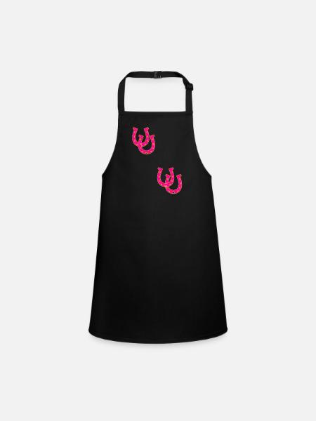 Horseshoe Horse Rider Rider Horses - Children's Apron - black - Front