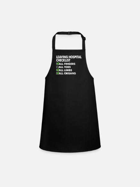 Hospital Checklist Funny Recovery Humor - Children's Apron - black - Front