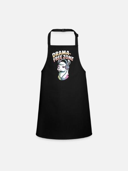 Pas de drame – Llama Zone - Tablier Enfant - noir - Devant