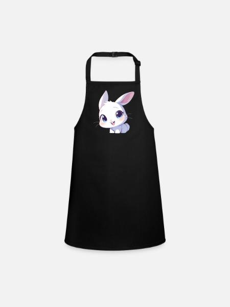 Hasen Hase - Schürze für Kinder - Schwarz - Vorne