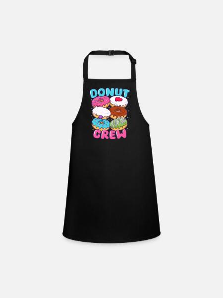 Donut Süßigkeit Gebäck Backware Donut Crew - Schürze für Kinder - Schwarz - Vorne