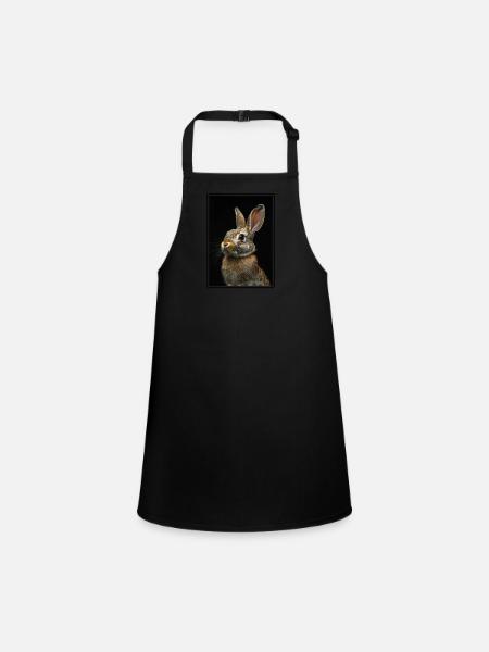 Hasen Hase - Schürze für Kinder - Schwarz - Vorne