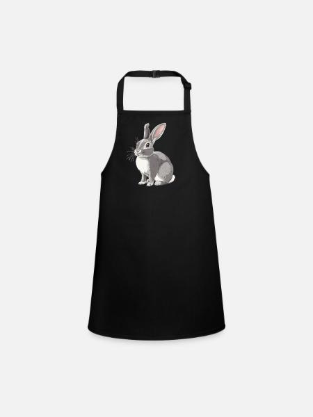 Hasen Hase - Schürze für Kinder - Schwarz - Vorne