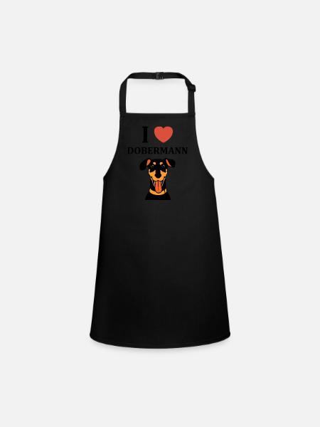 Dobermann - Schürze für Kinder - Schwarz - Vorne