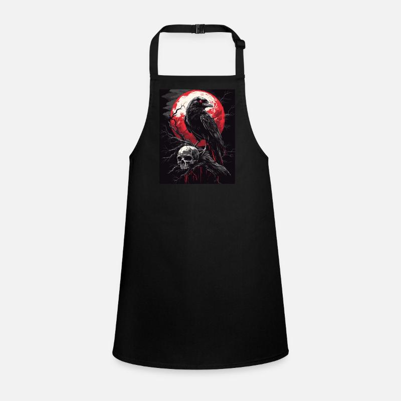 Raven Skull Moon Dark Gothic Black Crow Children's Apron
