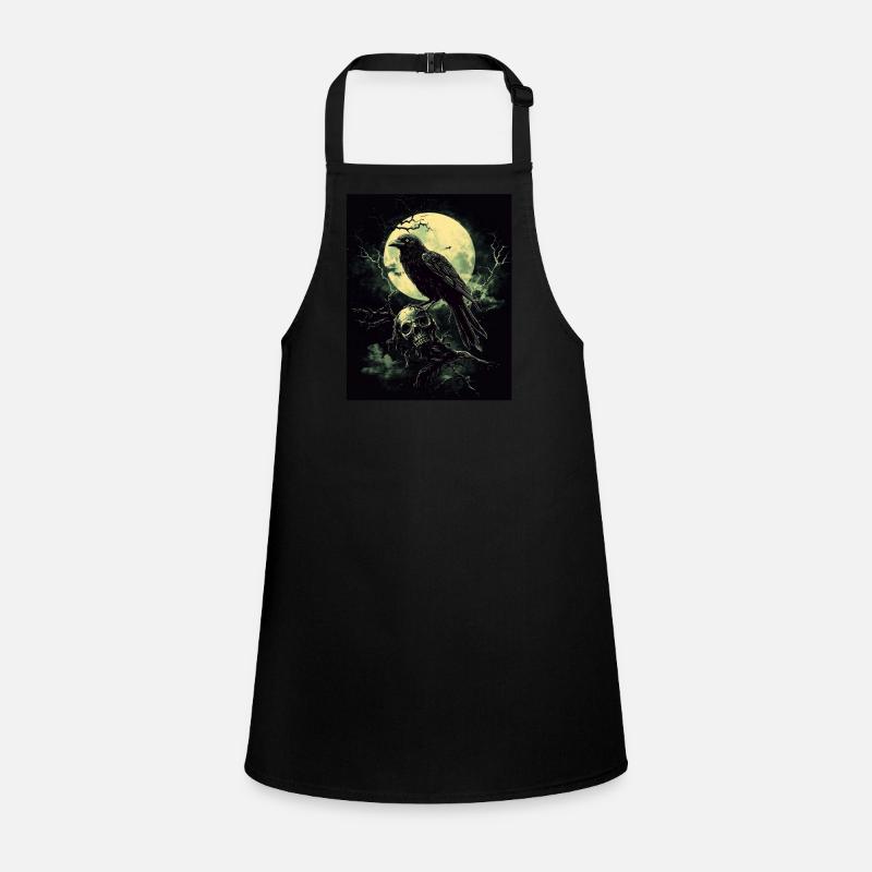 Rabe Totenkopf Mond Düster Gothic Schwarze Krähe Schürze für Kinder