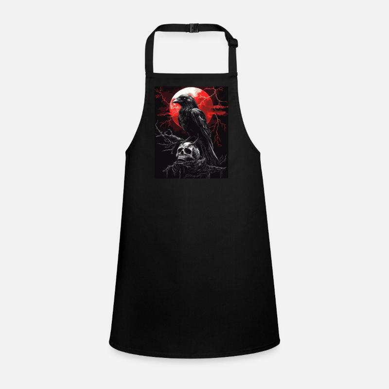 Rabe Totenkopf Mond Düster Gothic Schwarze Krähe Schürze für Kinder
