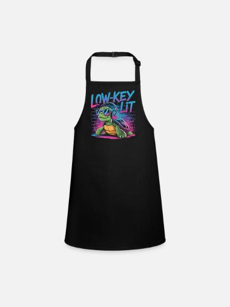 Low-Key Lit Turtle - Children's Apron - black - Front