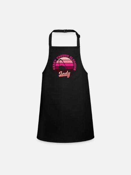 Staubsaugen Haushalt Crazy Vacuum Cleaning Lady - Schürze für Kinder - Schwarz - Vorne