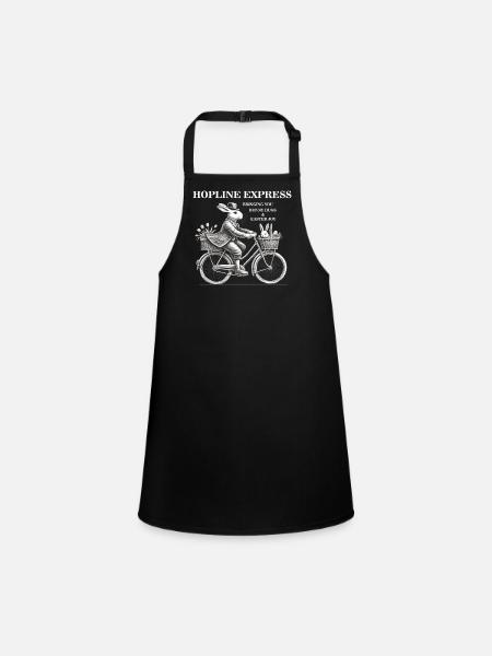 Easter Retro HOPLINE EXPRESS Bunny Hugs Vintage - Children's Apron - black - Front