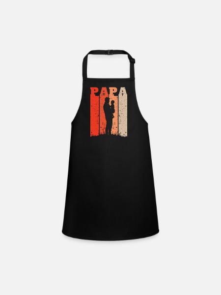 Retro Dad Silhouette – Vintage Style Father's Day - Children's Apron - black - Front