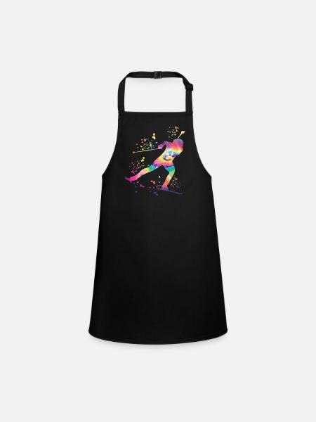 Biathlete Nordic Combined Biathlon - Children's Apron - black - Front