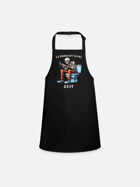 SKELETON TOILET SMARTPHONE - Children's Apron - black - Front