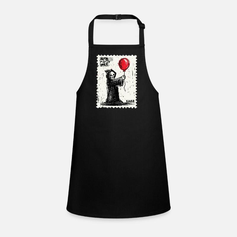 Timbre-poste design Grim Reaper avec ballon rouge Tablier Enfant