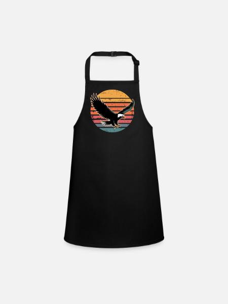 Retro Vintage Eagle Sunset Nature Lover Eagle Bird - Children's Apron - black - Front