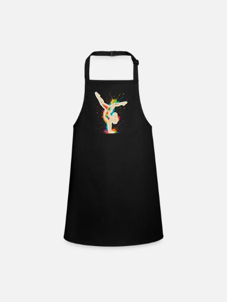 Gymnast Handstand – Colorful Splash Design - Children's Apron - black - Front
