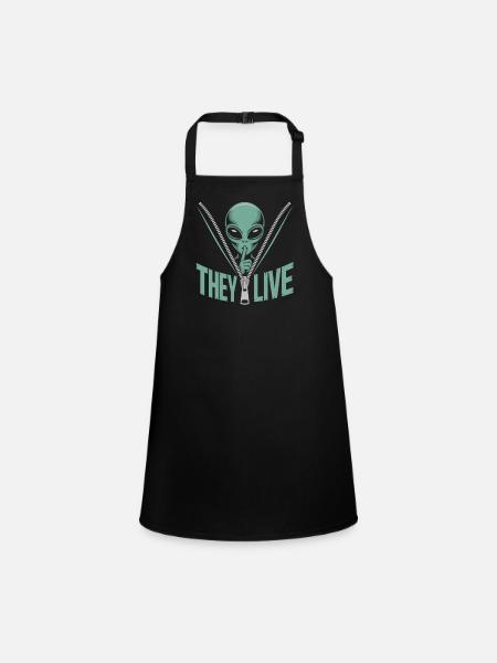 Extraterrestre dans une fermeture éclair – ils sont vivants - Tablier Enfant - noir - Devant