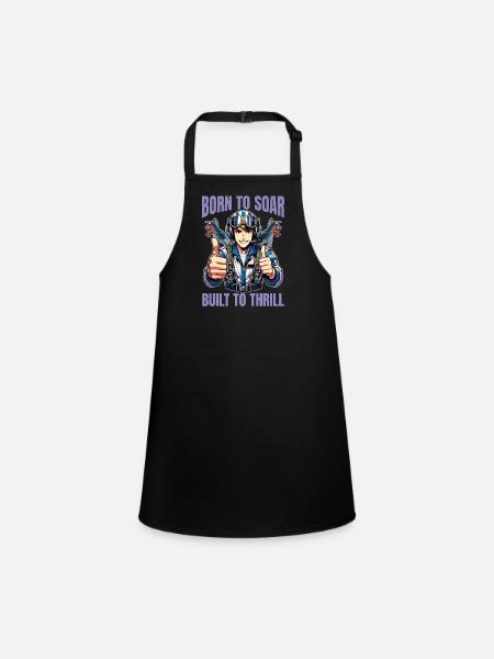 Aerobatic Pilot Born To Soar Aerobatic Maneuvers - Children's Apron - black - Front