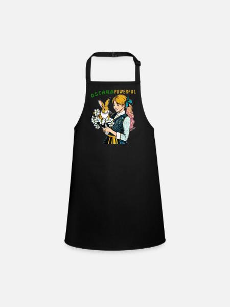 WOMAN BUNNY FLOWER OSTARA POWERFUL - Children's Apron - black - Front