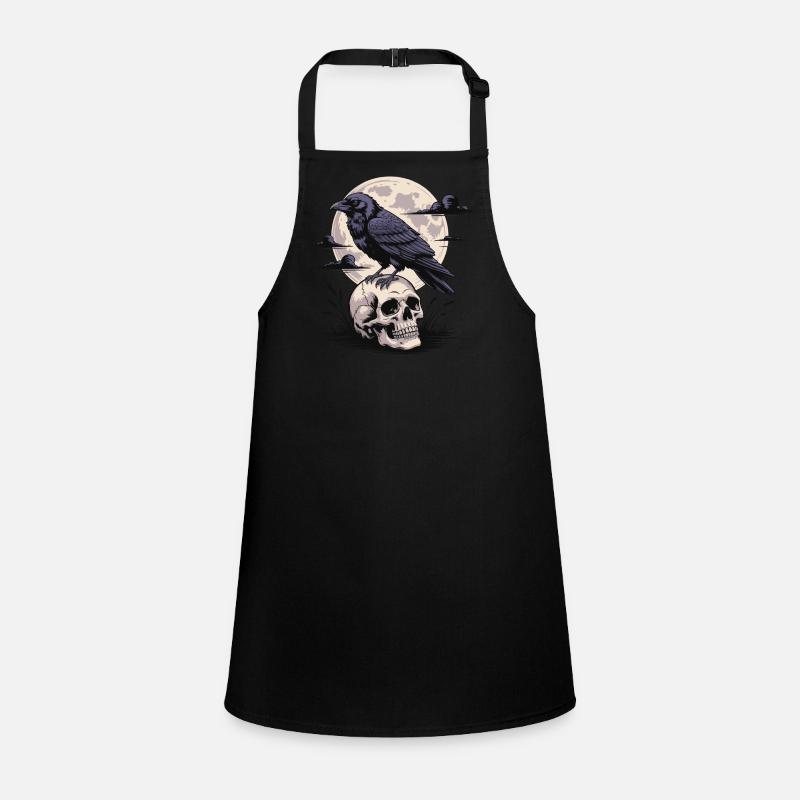 Black Raven Skull Full Moon Dark Gothic Emo Dark Children's Apron