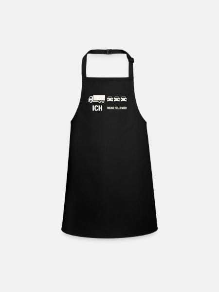 Me & My Followers – Truck Trucker Design - Children's Apron - black - Front