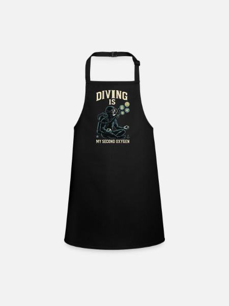 Diving is my second oxygen ocean diver - Children's Apron - black - Front