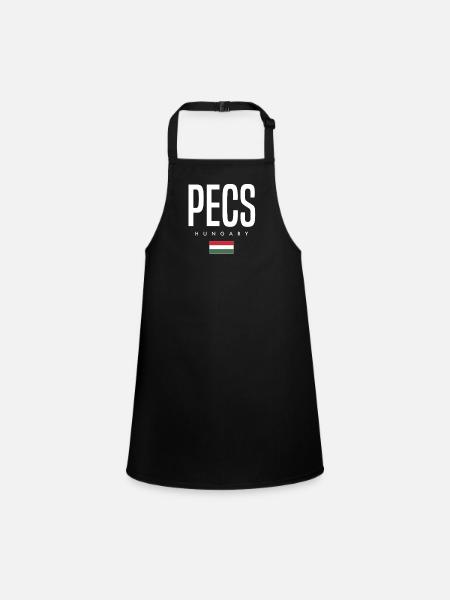 Pécs, Hungary - Children's Apron - black - Front