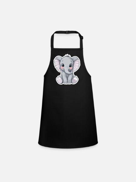 Elefant - Schürze für Kinder - Schwarz - Vorne