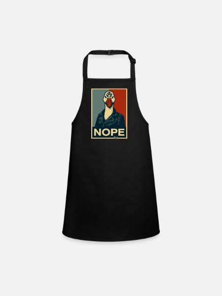 Goose with leather jacket says no - Children's Apron - black - Front