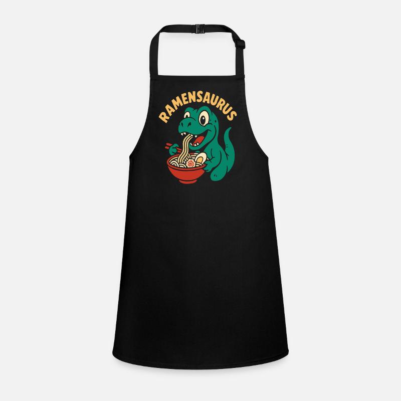 Drôle de dinosaure mangeant des nouilles ramen Tablier Enfant