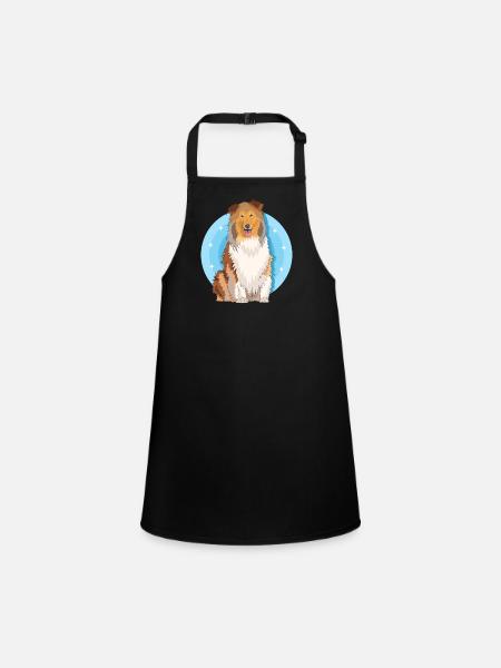 Collie Longhair Collie Rough Collies Gift - Children's Apron - black - Front