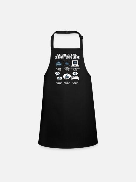 Ce que je fais de mon temps libre – T-shirt piano - Tablier Enfant - noir - Devant