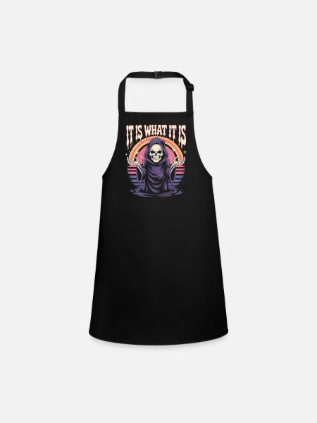 Grim Reaper Chemise Rétro Dicton - Tablier Enfant - noir - Devant
