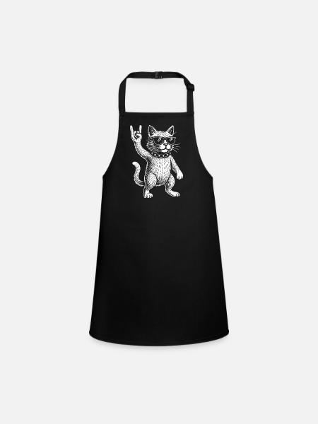 Musique rock Drôle de chat Metal Musique Vibes - Tablier Enfant - noir - Devant