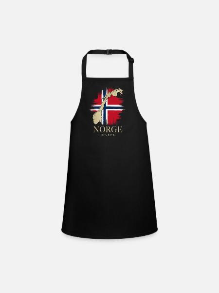 Coordonnées de la carte du drapeau de la Norvège 60°N 8°E - Tablier Enfant - noir - Devant